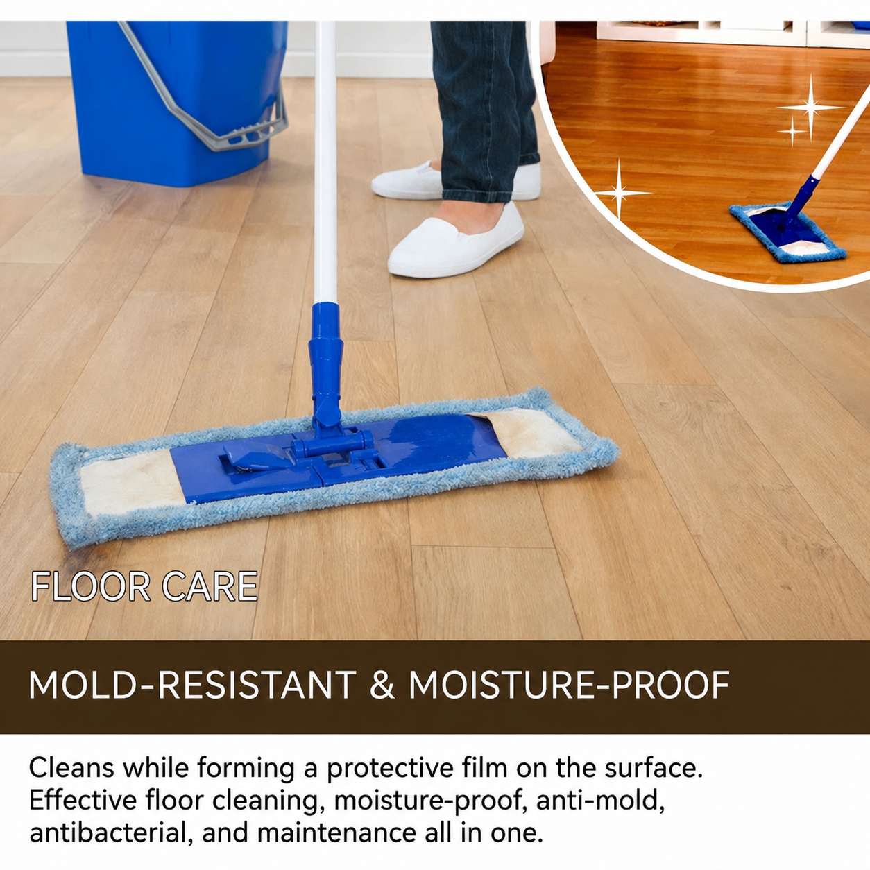 Beeswax spray floor polish application