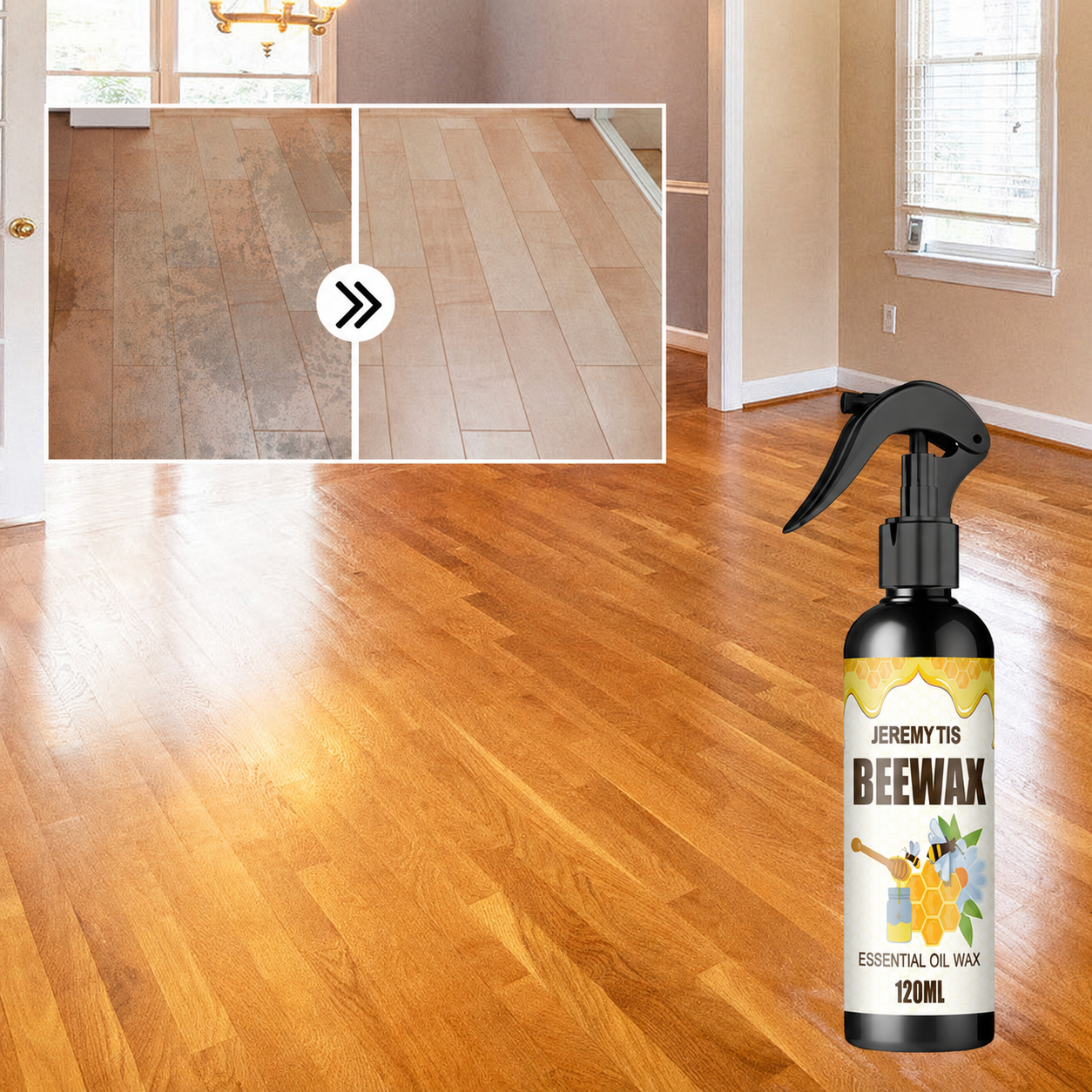 Beeswax wood care spray result