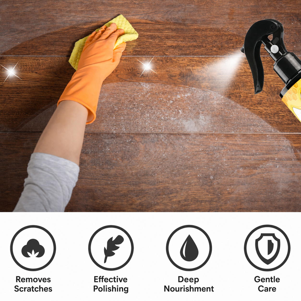 Beeswax spray for scratched-looking wood