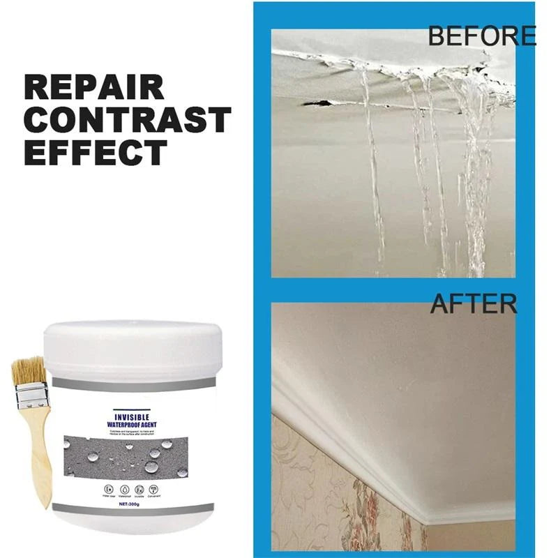 Before and after waterproof sealant repair contrast