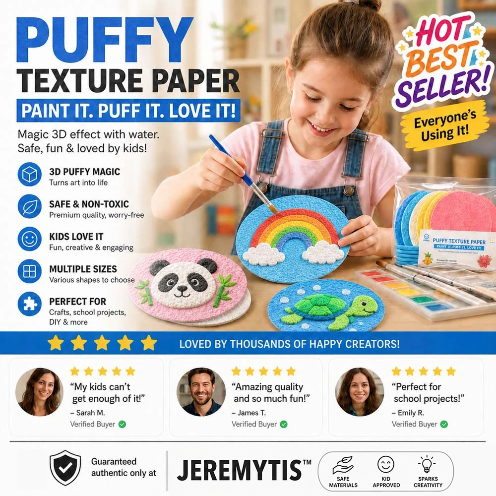 Girl painting colorful puffy texture paper craft projects