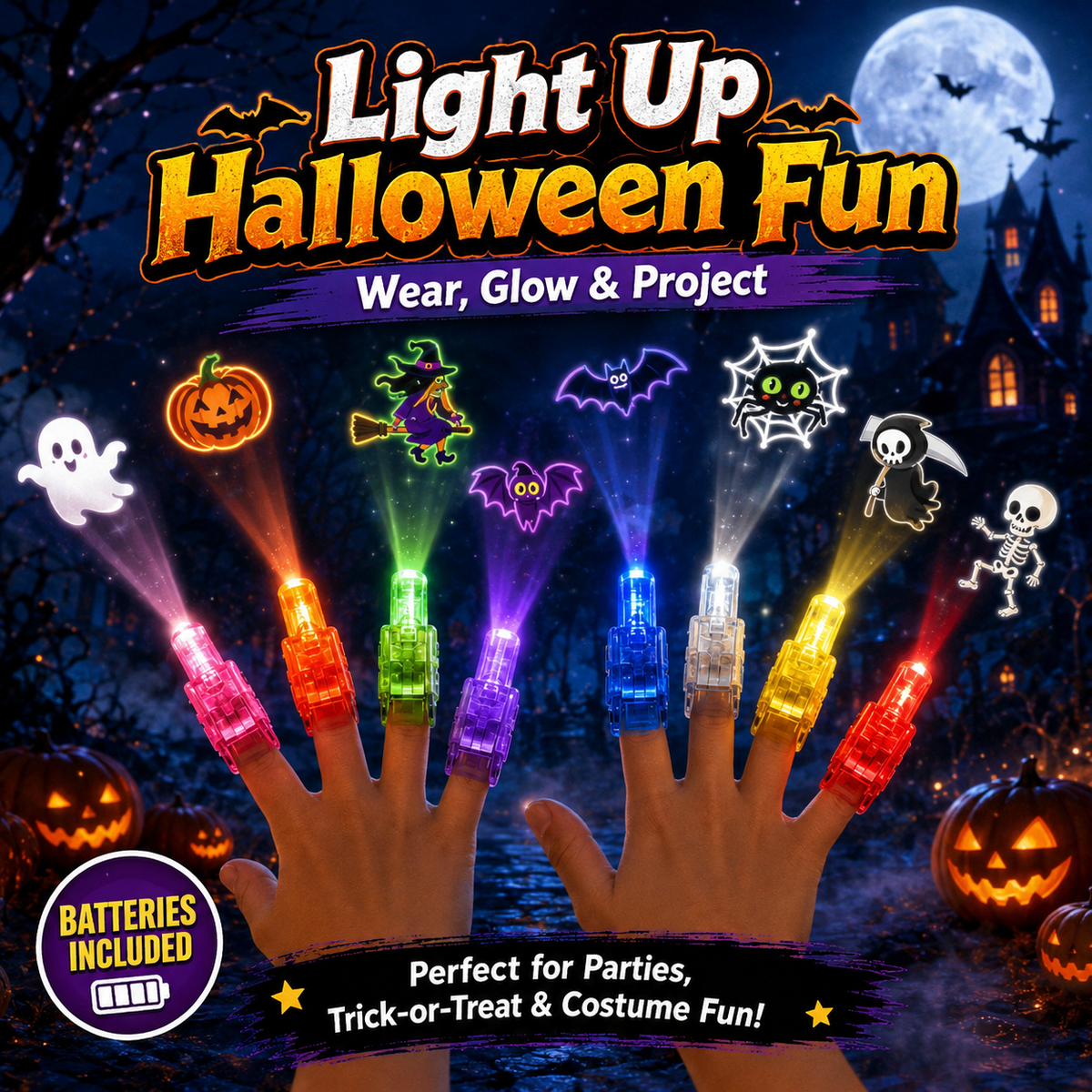 🔥Last Day Buy 1 Get 1🔥👻🦇Halloween Finger Projector Lights🕷️🕸️