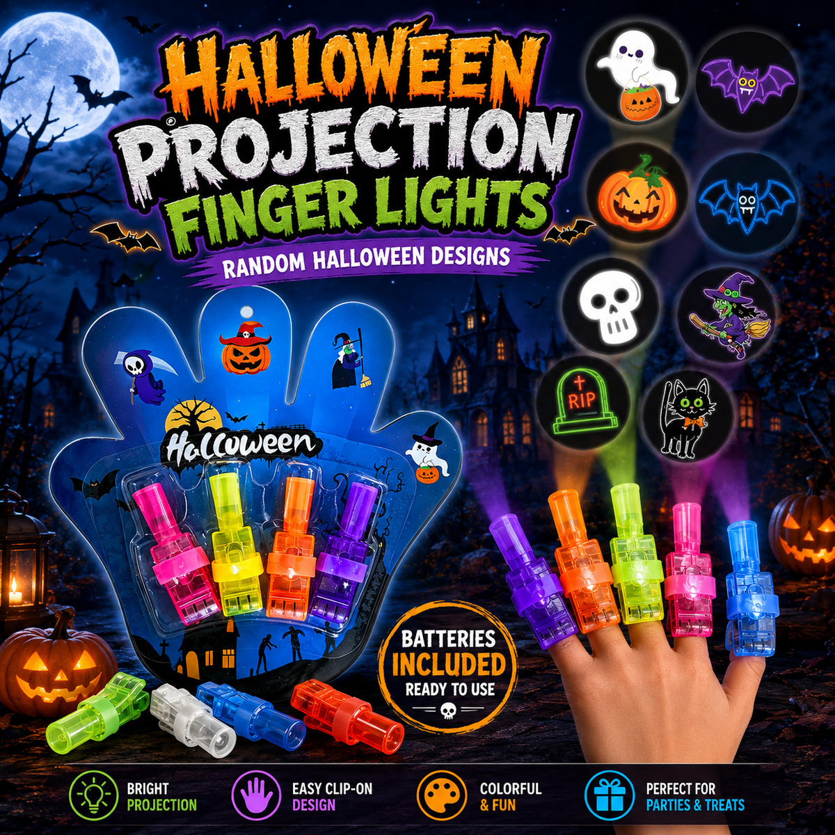 🔥Last Day Buy 1 Get 1🔥👻🦇Halloween Finger Projector Lights🕷️🕸️
