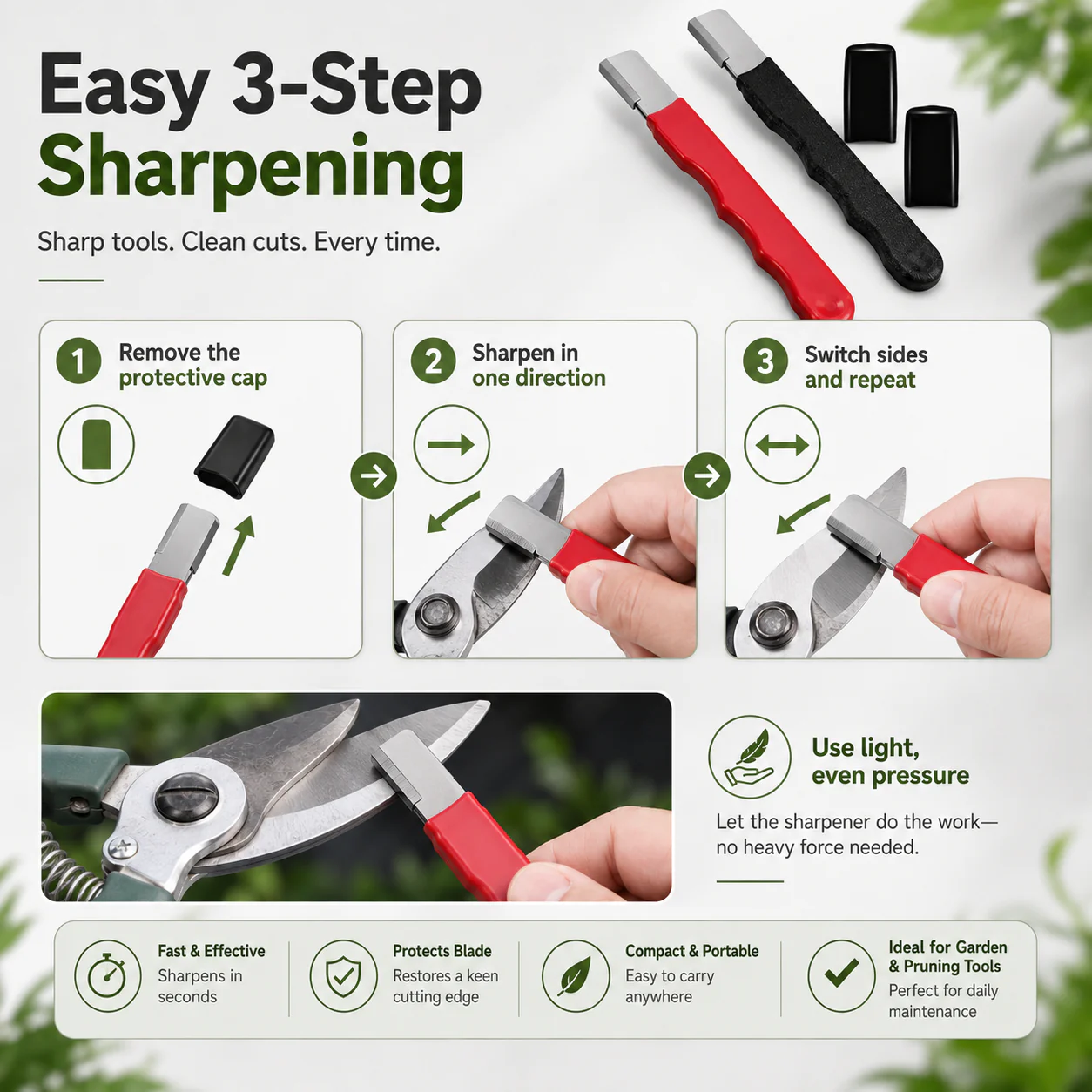 Three-step sharpening instructions