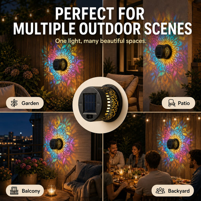 🔥Last Day Buy 1 Get 1🔥 Waterproof Outdoor Solar Mandala Wall Light - Ambient Lighting  🌌