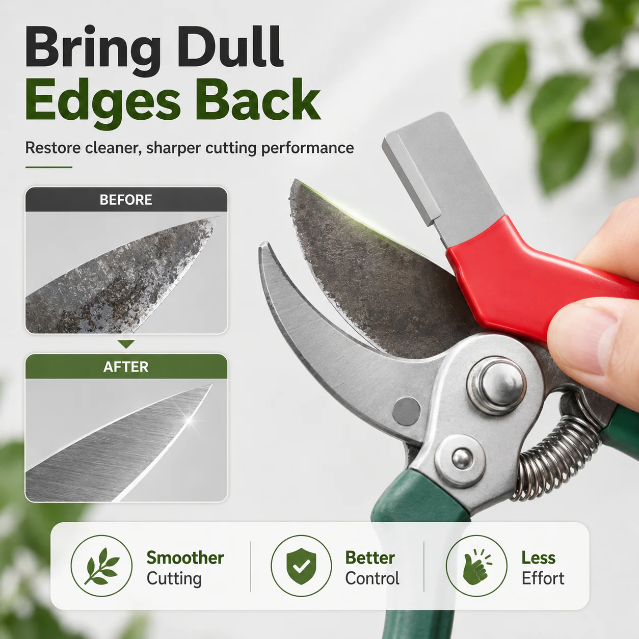 Before and after blade edge comparison