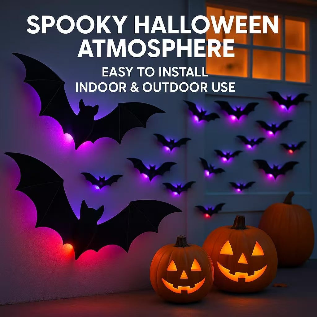 🔥Last Day Buy 6 Get 6🔥Halloween 3D Spider and Bat LED Lights👻🦇🕷️🕸️