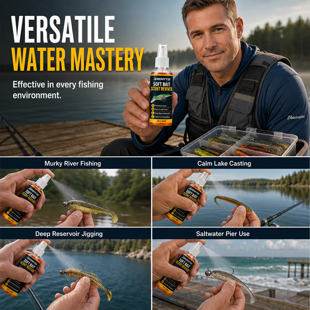 Soft bait scent spray used in different fishing environments