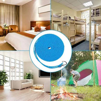 Portable clothesline for home, hotel, camping and travel