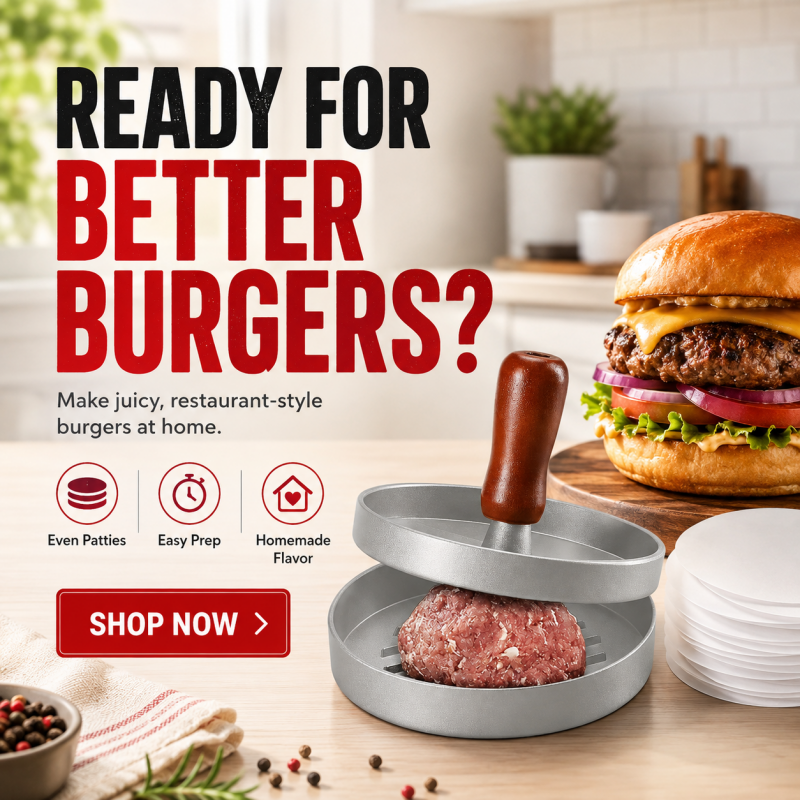 🔥Last Day Buy 1 get 1🔥Wooden-Handled 🍔 Hamburger Patty Press